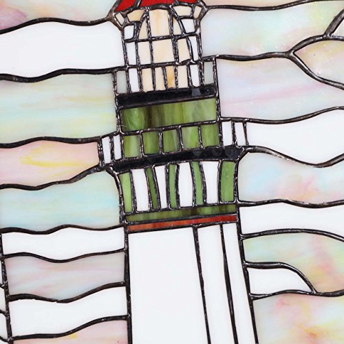image for Bieye W10005 23 inches Lighthouse Tiffany Style Stained Glass Window P