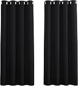 PONY DANCE Blackout Eyelet Curtains 2 Panels 46 x 60 Inch Drop Dark view 9