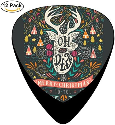 Christmas will come Guitar Picks 12-Pack Celluloid Paddles Plectrums 0.46mm/ 0.71mm/ 0.96mm for Print Adult&amp;Kidls Guitar Bass Musical Instruments