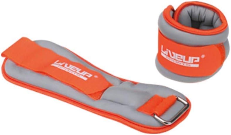 LiveUp Sports Adjustable Wrist/Ankle Weights for Resistance Exercise and Physical Therapy - Gray + Orange x 2 (141515)