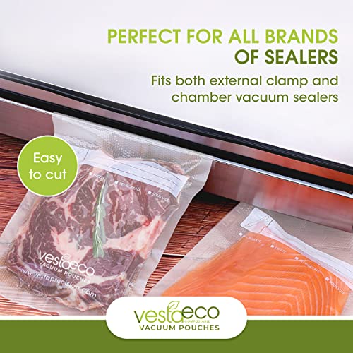 VestaEco Compostable Vacuum Seal Bags Extend Freshness Embossed