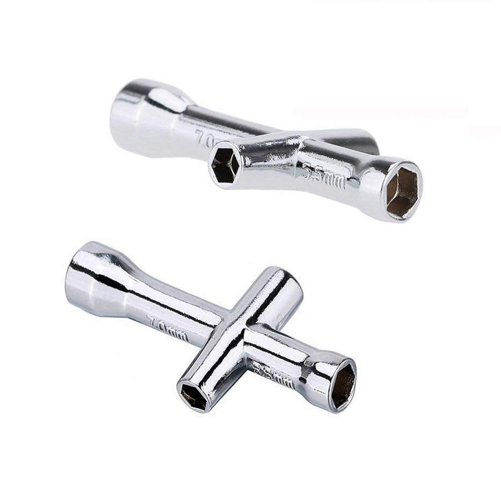 ShareGoo 2 Pack 4mm 5mm 5.5mm 7mm Cross Wrenches Maintenance Tool,Small Sleeve Hex Socket Wheel Spanner for RC Model Car Truck Buggy