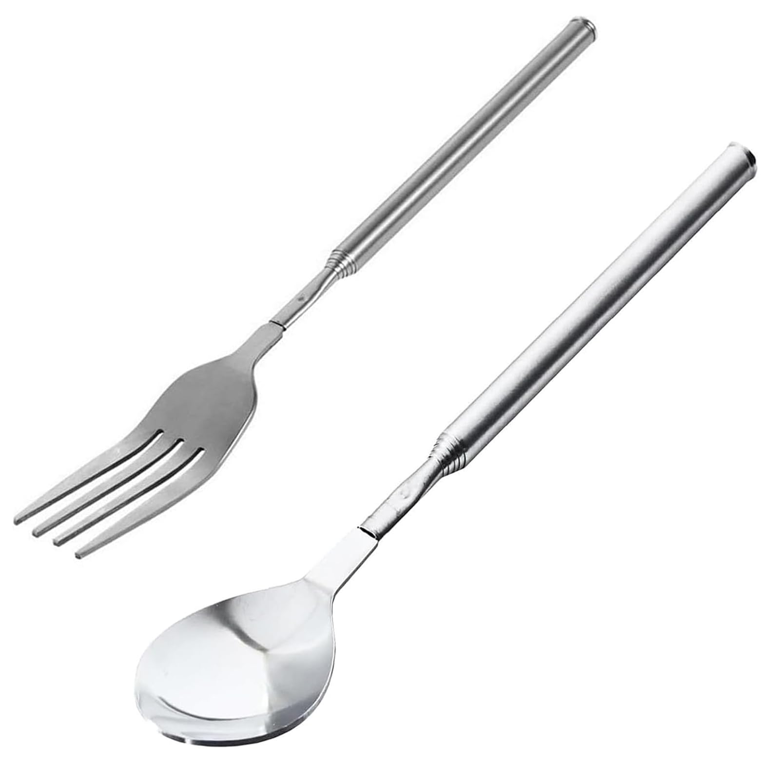 Wjelet 2Pcs Extendable Fork Spoon,Long Forks and Spoons Extends to 25", for BBQ, Fruit
