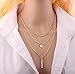 Shoopic Layered Coin Pendant Stick Bar Disc Sequins Lariat Multilayer Chain Necklace for Women