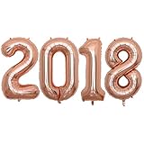 PARTIGOS 40 Inch Rose Gold 2018 Number Foil Balloons Rose Gold,2018 New Year Graduation Decorations Festival Party Supplies (40inch, Rose gold)