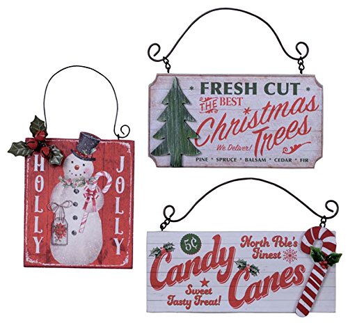 Wood Christmas Tree, Snowman, and Candy Cane Ornament or Gift Tag - Set of 3