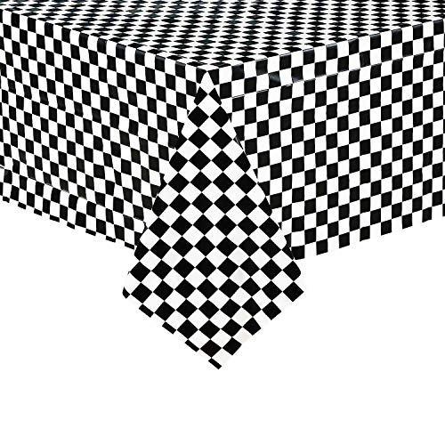 Avando Black and White Gingham Checkered Tablecloths, Waterproof Oil Resistant Picnic Table Covers Disposable Table Cover 54" x 108" Pack of 3 Tableware for Party Catering Events