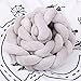 Baby Braided Crib Bumpers Long Knot Pillow Cushion,Nursery Bedding Cot Safety Fence Stroller Bumpers Room Decor (Grey, 400CM)