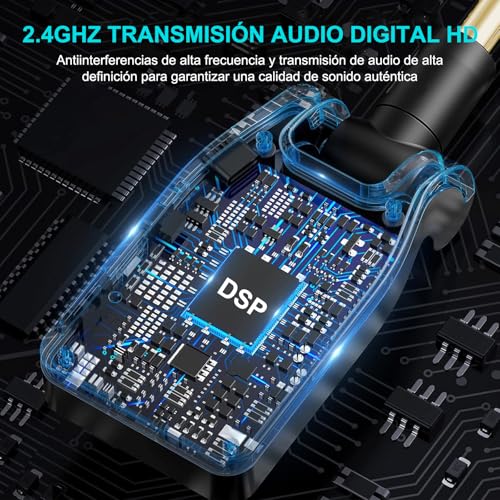 RYEWGRV Sistema Inalámbrico para Guitarra, 8 Canales Receptor Transmisor de Guitarra Portátil, 2.4 GHz Amplificador de Audífonos para Guitarra Eléctrica, Recargable, para Guitarra Eléctrica, Bajo