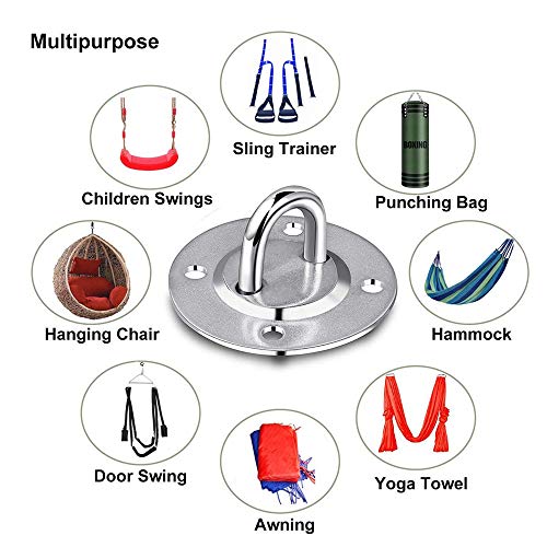 dasaba 2 Sets Wall&Ceiling Mount Bracket/Anchor for Suspension Straps, 2200 lbs Capacity Heavy-Duty Hanging Hardware, Fixed Plate for Punching Boxing, Battle Ropes, Yoga Swings, Swing Hanger