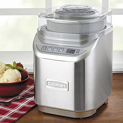 Cuisinart Ice Cream Maker Machine, 2 Quart, Cool Creations Frozen Yogurt, Gelato, Sorbet Maker, LCD Screen and Timer, Stainless Steel, ICE-70P1