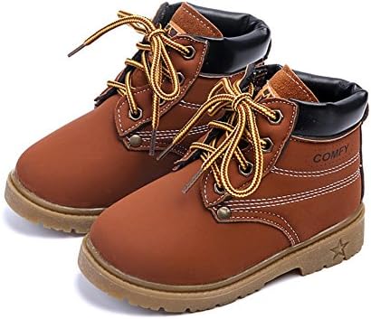 KDHAO Comfortably Baby Kids Classic Waterproof Winter Boys Girls Snow Boots Brown Textile Lining 5 M Toddler