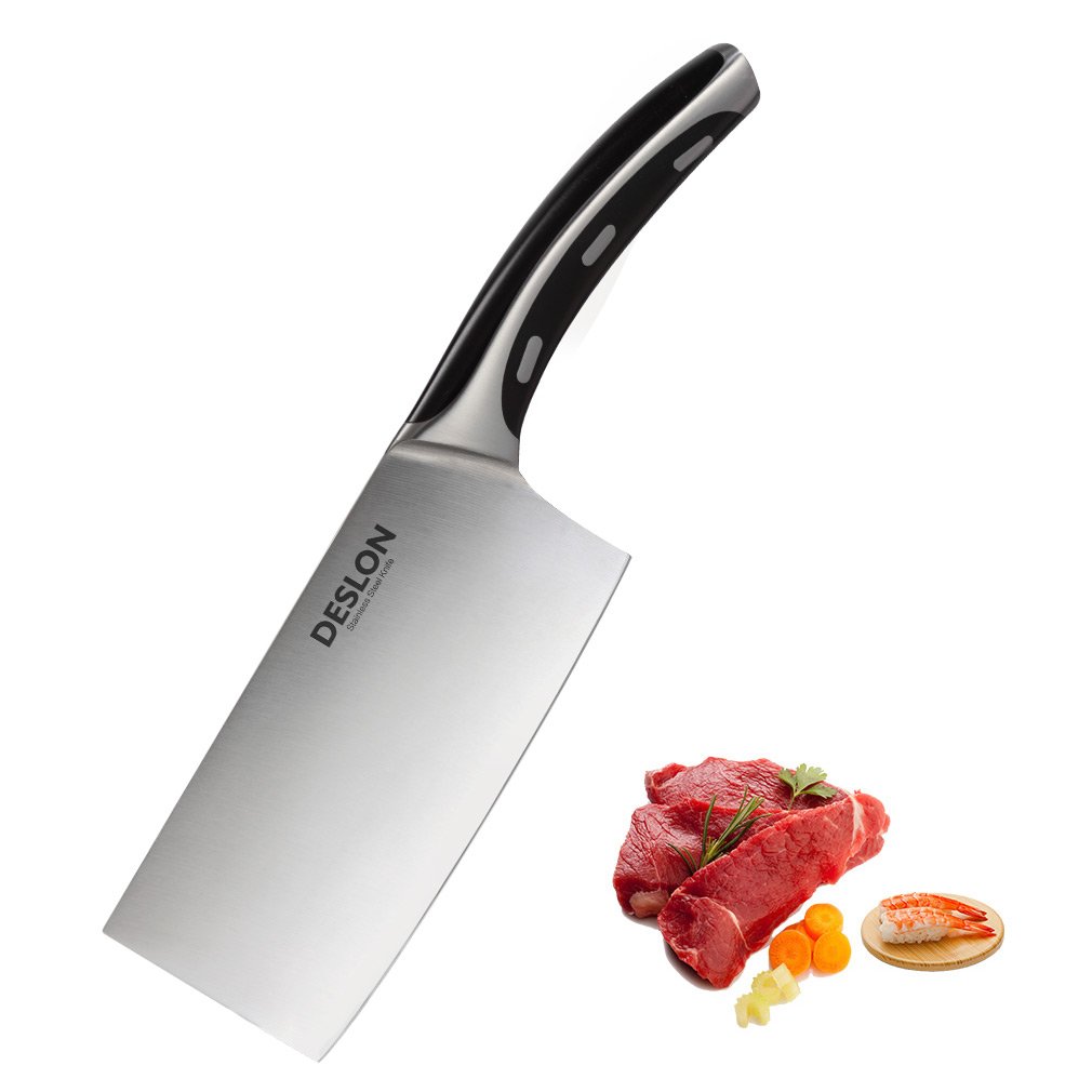 DESLON Chinese Cleaver, Butcher Knife German High Carbon Stainless Steel Meat Cleaver Kitchen Knife