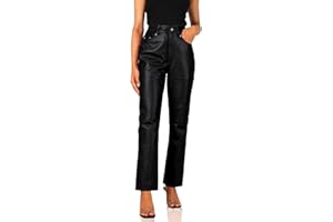 Laverapelle Women's Genuine Lambskin Straight Cut Leather Pants (Black, Leather Jeans) - 2424004