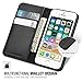 SHIELDON Leather Case for iPhone 5S / iPhone 5, 100% Genuine Natural Leather Wallet Case, Flip Book Style Protective Cover, with Stand Function, Cards Slots, Magnetic Closure (Solid Black)