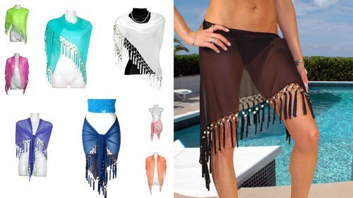 1 WORLD SARONGS WOMENS SHEER SWIMSUIT COVER-UP SARONG IN YOUR CHOICE OF COLORS