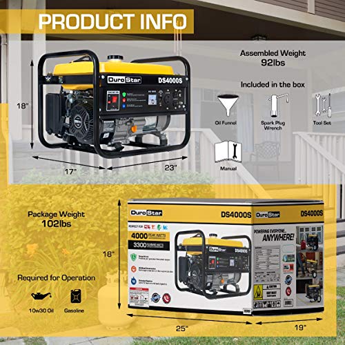 DuroStar DS4000S Portable Generator, Yellow/Black on Galleon Philippines