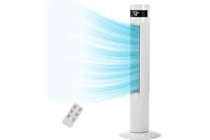 R.W.FLAME White 36" Tower Fan with Remote Control, 3 Modes, LED Display,Oscillation,Portable Floor Bladeless Fan for Bedroom Living Rooms Home Office, White