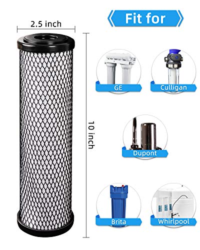 Fil-fresh 1 Micron 10" x 2.5" Whole House CTO Activated Carbon Block Water Filter Replacement Cartridge Fits Standard Under Sink and RO Water Filtration Systemï¼ˆ4 Packï¼‰