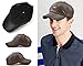 Men's Classic Plain Adjustable Leather Baseball Cap Sports Outdoor Panel Hat Sun Hat, Dark Brown, 56-60cm