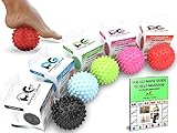 PHYSIX GEAR SPORT Spiky Massage Balls - Best Muscle Roller for Plantar Fasciitis, Foot Reflexology, Trigger Point & Back Pain - Top Rated Deep Tissue Roller for Acupressure Therapy & Myofascial