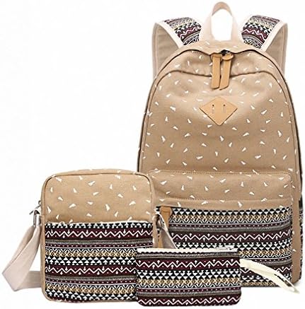 backpack three sets of parent-child shoulder bag canvas bag female student bag Khaki