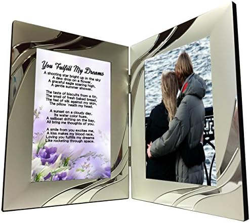 You Fulfill My Dreams Gift for Wife or Husband Sentimental Romantic Love Poem 4x6 Silver Frame, Anniversary, Mother's Day, Father's Day, Christmas, Birthday - Just Add Photo by Words Matter Gifts