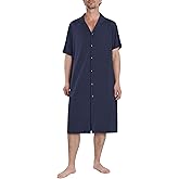 Latuza Men's Bamboo Viscose Nightshirt Button Down Sleep Shirt