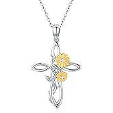 Silikepa Sunflower Necklace for Women 925 Sterling Silver Sunflower Pendant Necklace You Are My Sunshine Jewelry Gift for Women
