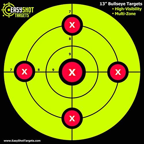 EasyShot Targets “55-Pack” Sight-in Shooting Targets - Large 13 X 13” Maximum Visibility Bullseye Sight-in Targets for Shooting - Neon Green, Bright and Colorful - Easy to See Your Shots.