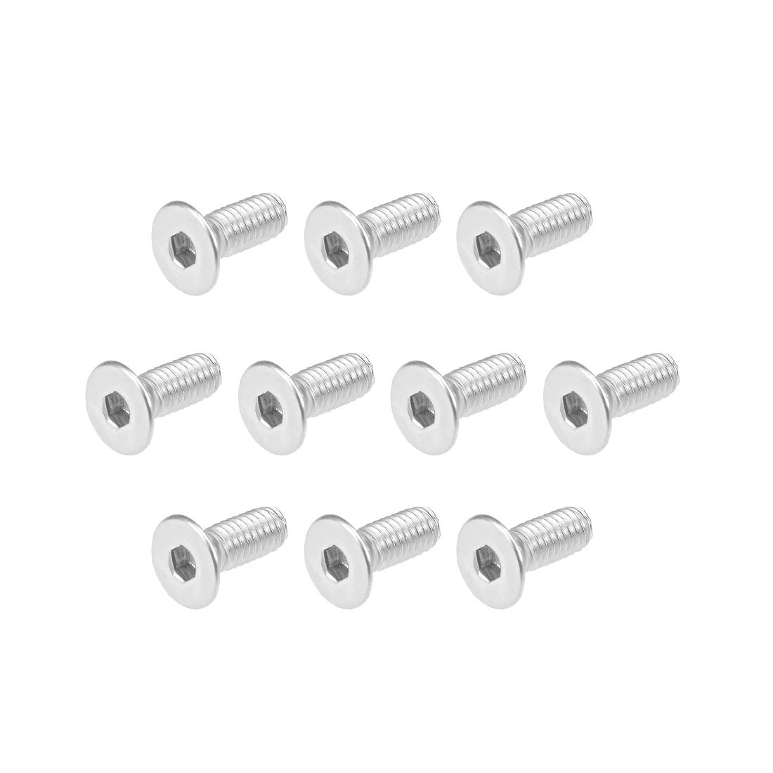 sourcing map M4x10mm Flat Head Machine Screws Inner Hex Screw 304 Stainless Steel Fasteners Bolts 40Pcs