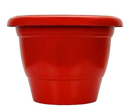 Naina Plastic Planter, Red, 8 Inch, 6 Pieces