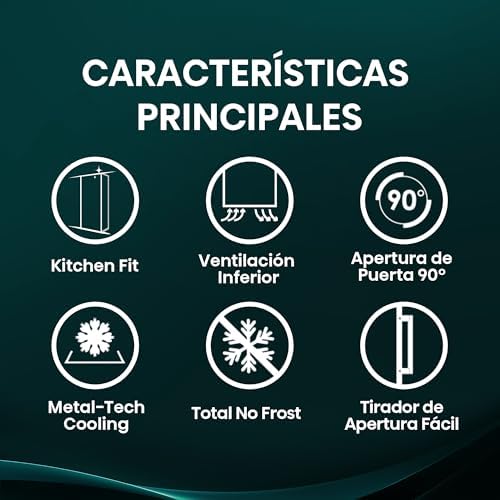 FT3K310SAIE1 - Congelador Una Puerta Total No Frost Kitchen Fit, 312L, 186cm, Ventilación Inferior, Apertura de Puerta 90º, Metal-Tech Cooling, Tirador de Apertura Fácil, WiFi, Inox