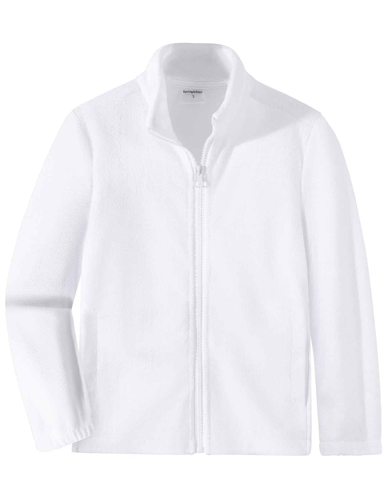 Photo 1 of ***dirty***Spring&Gege Kids Lightweight Polar Fleece Jackets Boys Girls Soft Full-Zip Outwear, White, Size 5-6 Years