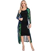 Women's Cardigan Sparkle Sequins Open Front Long Sleeve Cardigan Coat Dress for Evening Party