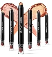 LUXAZA 6PCS Eyeshadow and Eyeliner Pen,Neutral Brown And Metallic Eyeshadow Stick Set,Matte And S...