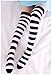 DAZCOS Striped Thigh High Socks Elastic Over The Knee Knit Stockings for Daily or Anime Robber Cosplay (Black+White)