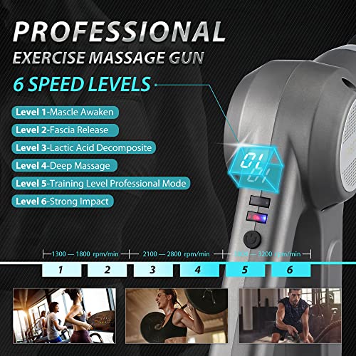 HABUTWAY Upgrade Percussion Massage Gun for Athletes Deep Tissue Massager for Pain Relief with High Torque Brushless Motor,Portable Electric Sport Massager,Ergonomic Double Handheld (Metal Grey)