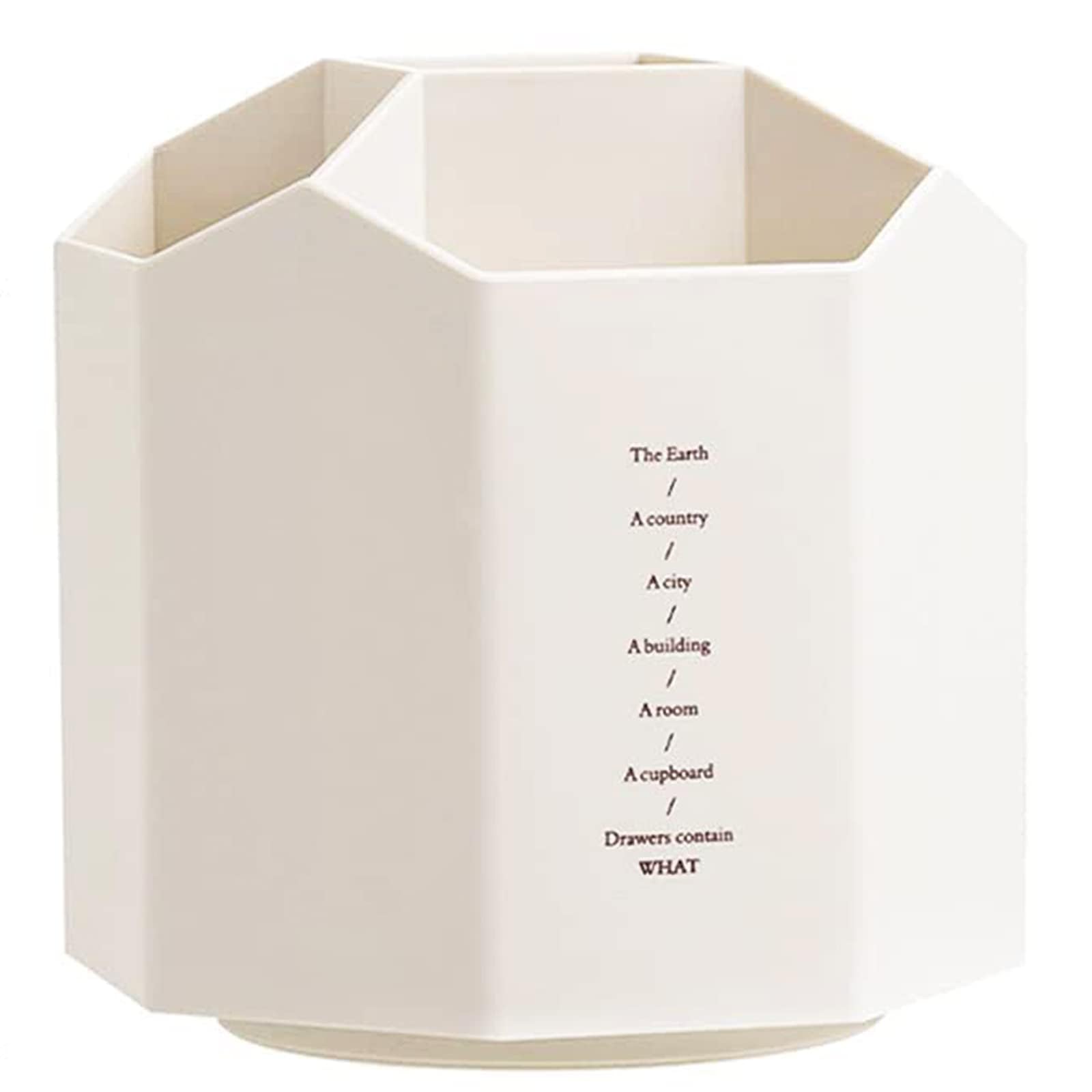 AhfuLife Rotating Pencil Pot for Desk, Makeup Brush Holder with 5 Compartments Brush Pot, Decorative Stationery Storage Boxes for Home and Office