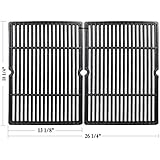 Hisencn Replacement Matte Porcelain Coated Cast Iron Cooking Grid Grate Set of 2 for Select Gas Grill Models by Char-Broil, Coleman, Kenmore, Thermos, Uniflame, Master and Others