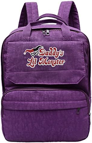 Women Daddy's Lil Monster Harley Quinn Logo Girls Oxford Students Backpack Rucksack School Bag Travel Outdoor Backpack