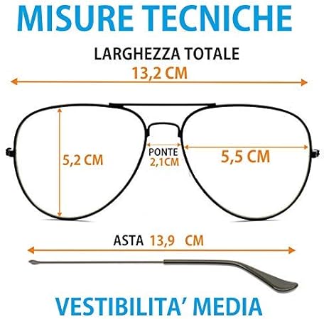 Dimensioni occhiali da sole Clearance