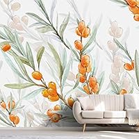Wall Mural Flowers and Leaves Removable Self-Adhesive Wallpaper Wall Decoration for Bedroom Living Room - 66x96 inches