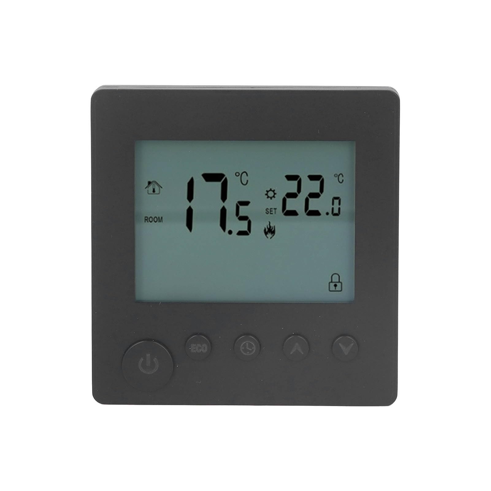 Smart Thermostat for Home, Office, Nursery, Farm, Shop, Mall, Black, Button Control, Energy Saving with Remote