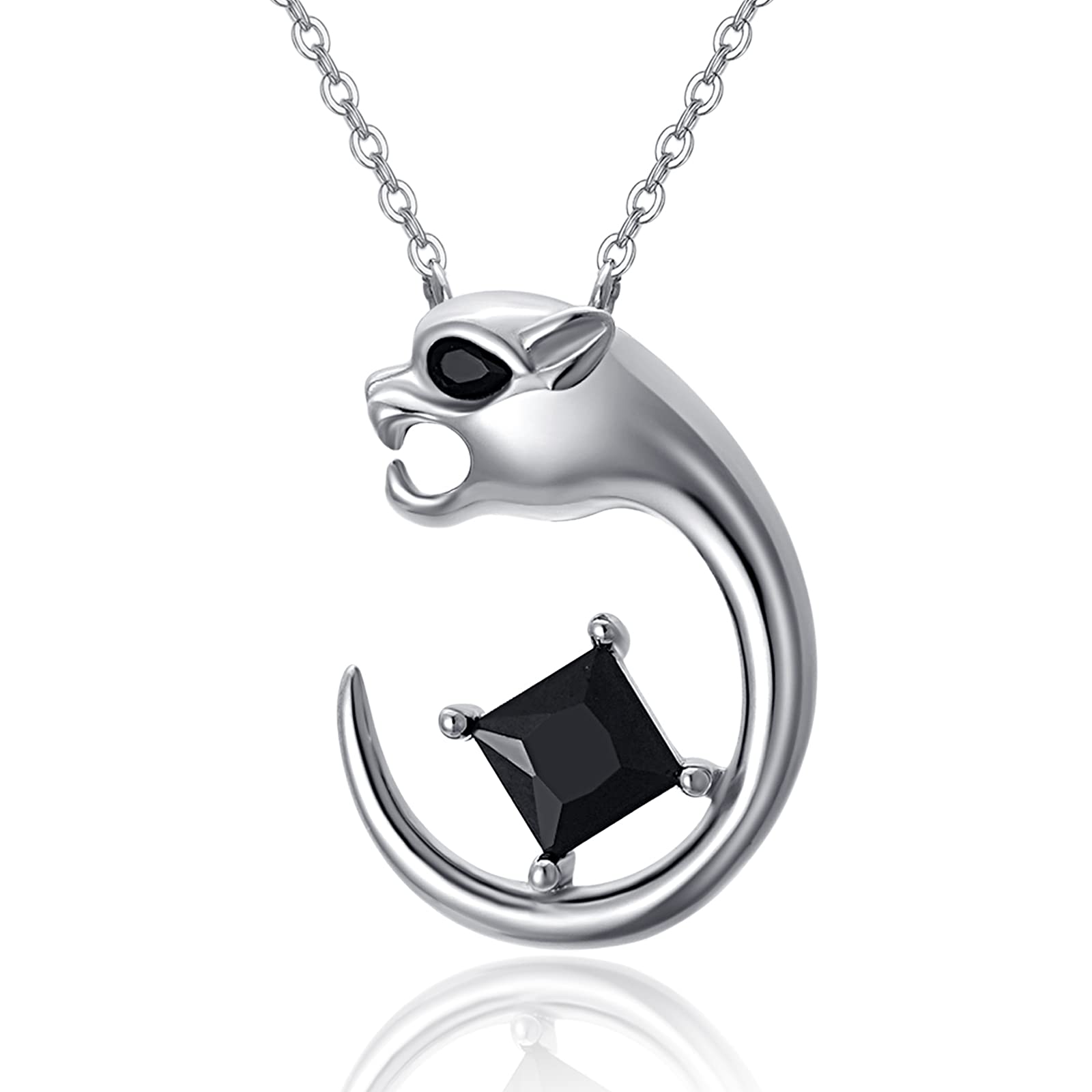 KINGWHYTE Leopard Necklace Sterling Silver Cubic Zirconia Cheetah Necklace Animal Pendant Necklaces Gifts Jewellery for Women Girl