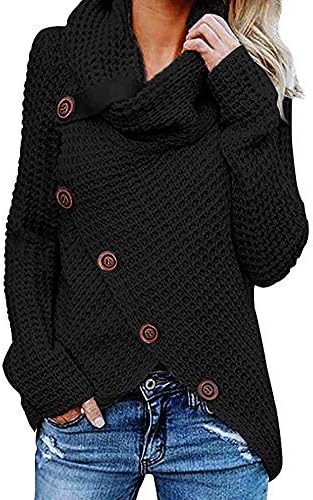 LILICAT Women Jumpers Roll Neck Button Long Sleeve Sweater Sweatshirt Pullover Tops Blouse Shirt Retro Vintage Plus Size S-XXXXXL