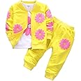 1-5Years Toddler&Little Girls Flowers Print 3 Piece Sets T Shirt Vest and Pants