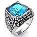 KONOV Mens Crystal Stainless Steel Ring, Classic Gothic, Blue Silver, Size 11