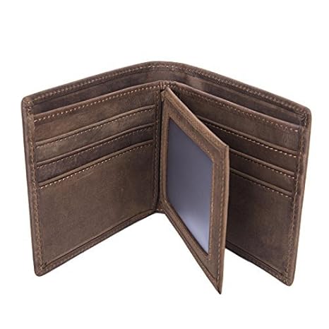 BAIGIO Hombre Cartera Billetera de Cuero Genuina Monedero Billetera Marrón