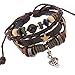 Charm Music Notation Pendant Multistrand Leather Colorful Beads Bracelet